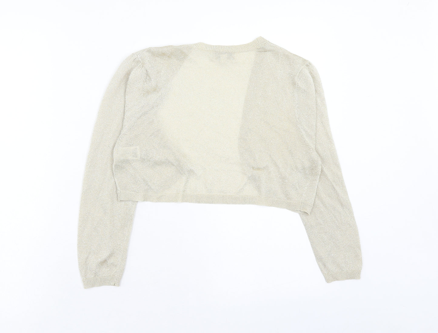 Monsoon Womens Gold V-Neck Polyester Cardigan Jumper Size M