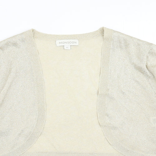 Monsoon Womens Gold V-Neck Polyester Cardigan Jumper Size M