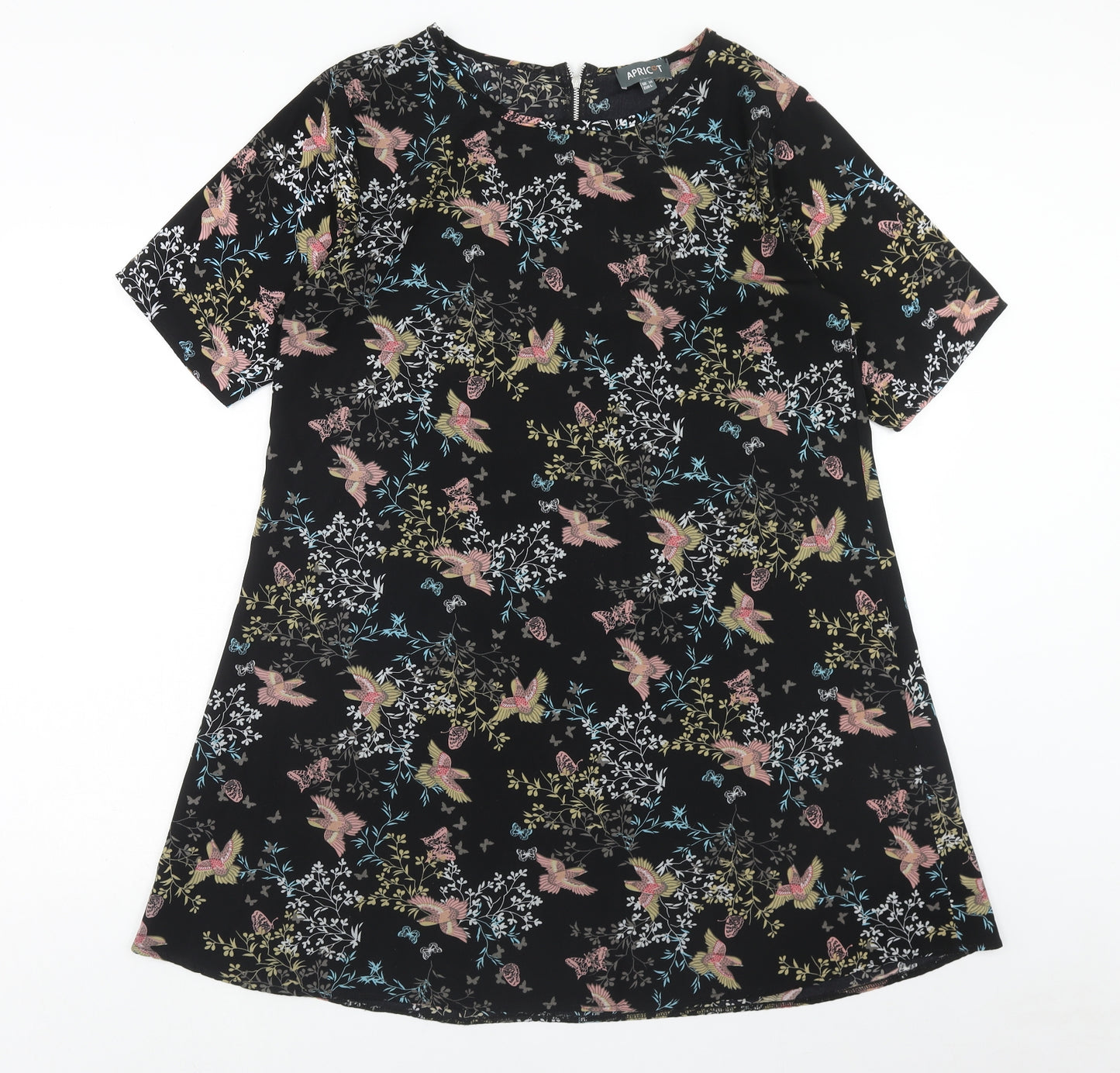 Apricot Womens Black Floral Polyester A-Line Size 14 Round Neck Zip