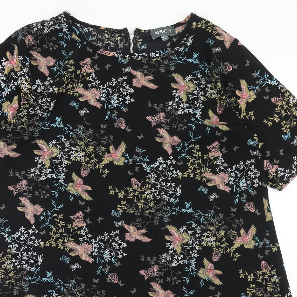 Apricot Womens Black Floral Polyester A-Line Size 14 Round Neck Zip