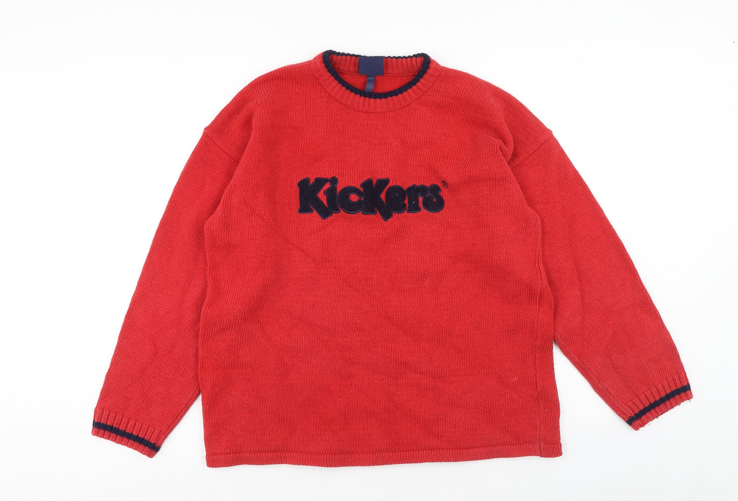 Kickers Mens Red Round Neck Acrylic Pullover Jumper Size S Long Sleeve