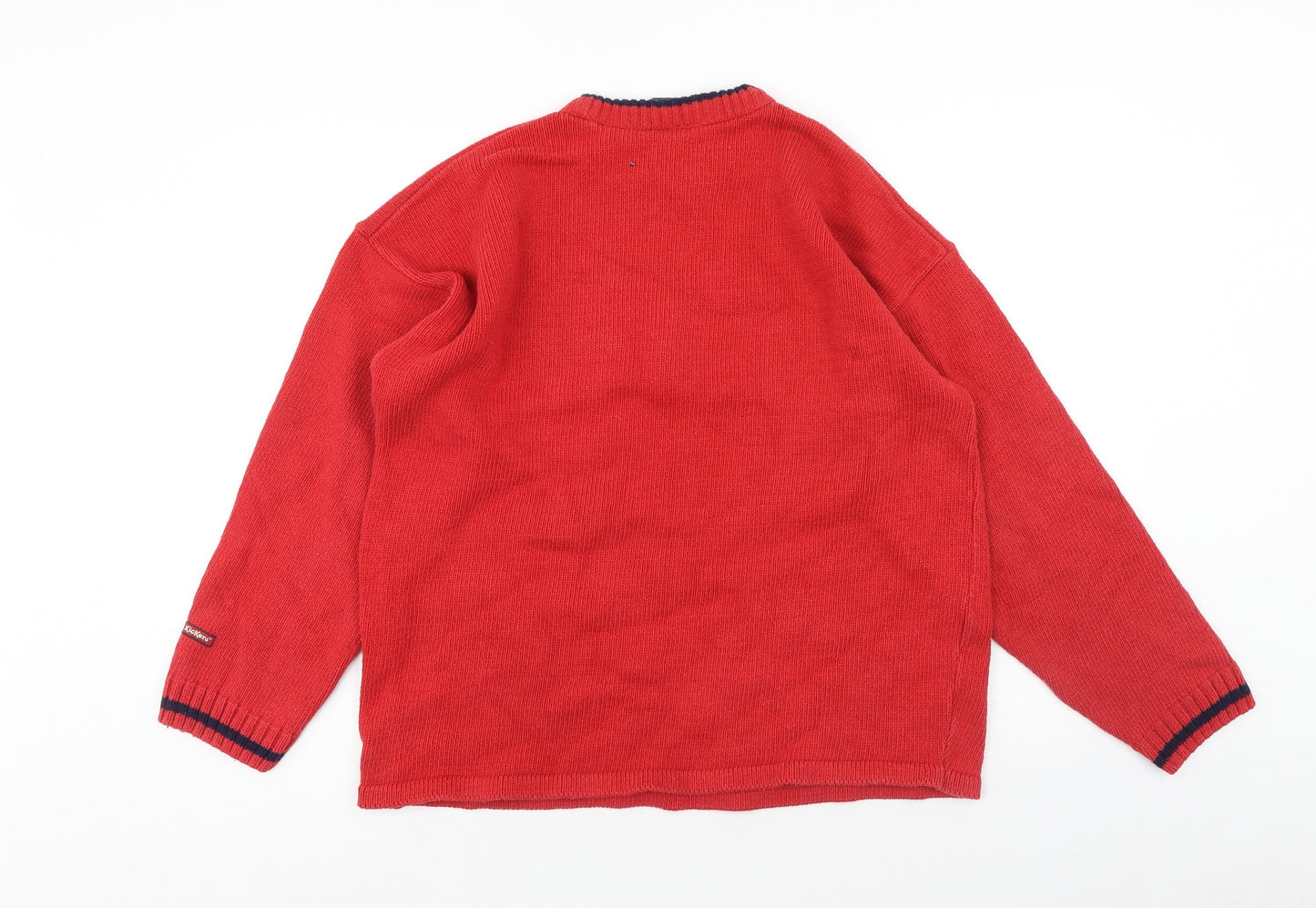 Kickers Mens Red Round Neck Acrylic Pullover Jumper Size S Long Sleeve