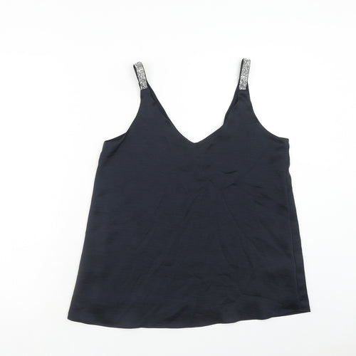 NEXT Womens Blue Polyester Basic Tank Size 10 V-Neck