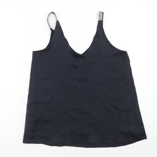 NEXT Womens Blue Polyester Basic Tank Size 10 V-Neck