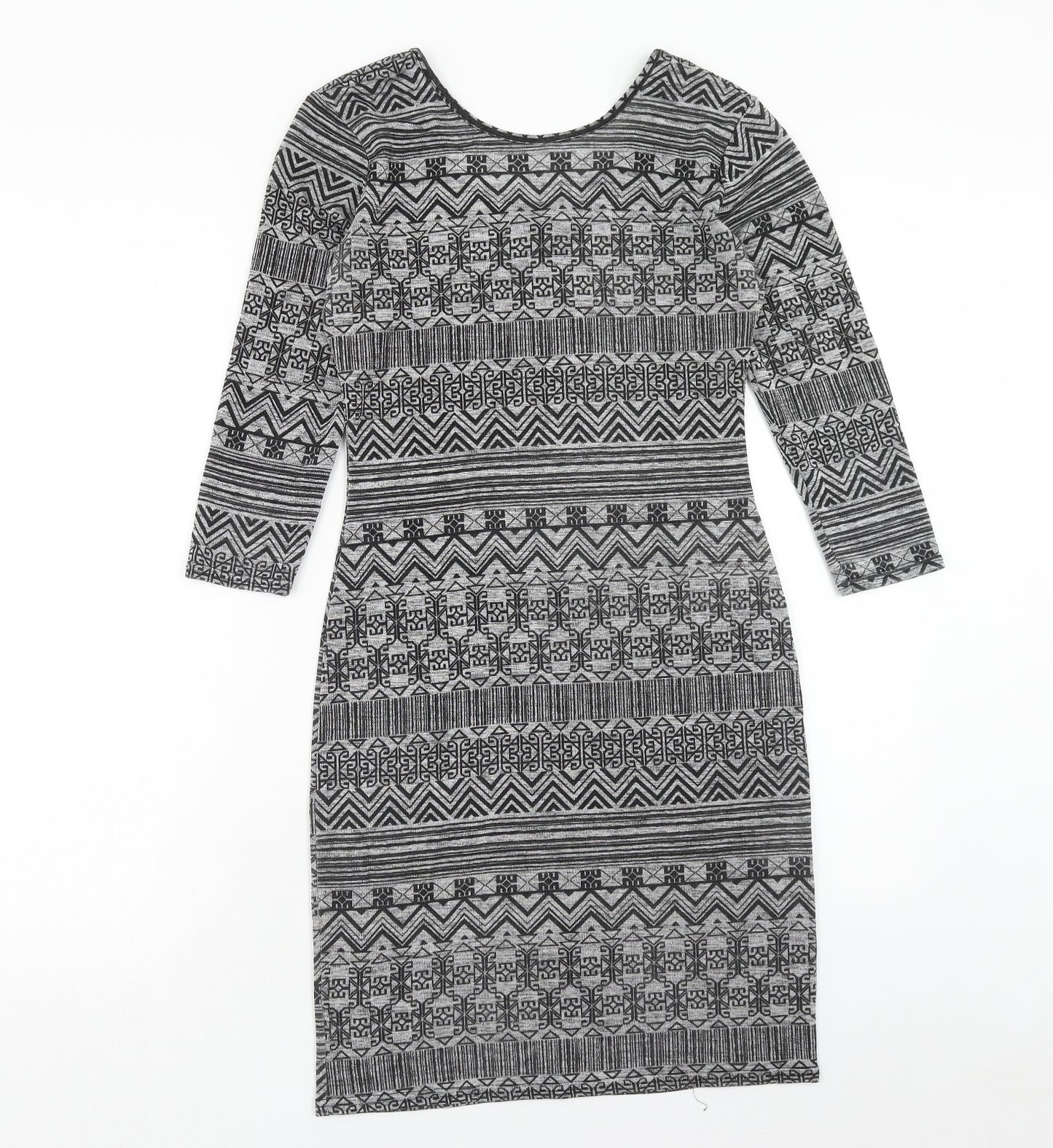 Quiz Womens Grey Geometric Polyester Tank Dress Size 12 Round Neck Pullover