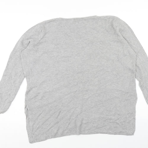 George Womens Grey V-Neck Viscose Pullover Jumper Size 16