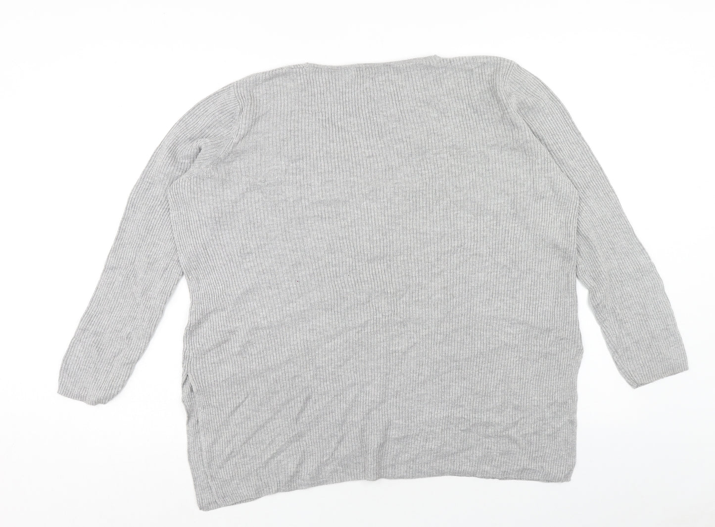 George Womens Grey V-Neck Viscose Pullover Jumper Size 16