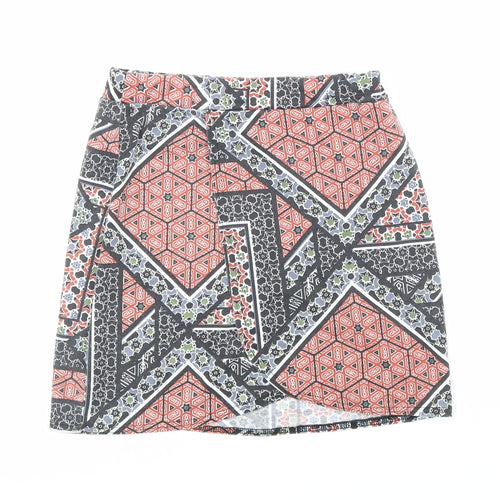 Boohoo Womens Multicoloured Geometric Polyester Bandage Skirt Size 12 Hook & Loop