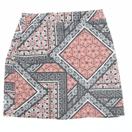 Boohoo Womens Multicoloured Geometric Polyester Bandage Skirt Size 12 Hook & Loop