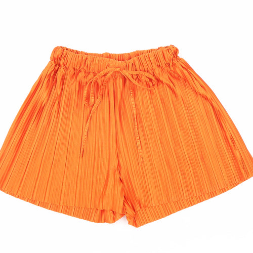 Whiteky Womens Orange Geometric Polyester Culotte Shorts Size S Regular Drawstring