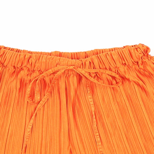 Whiteky Womens Orange Geometric Polyester Culotte Shorts Size S Regular Drawstring