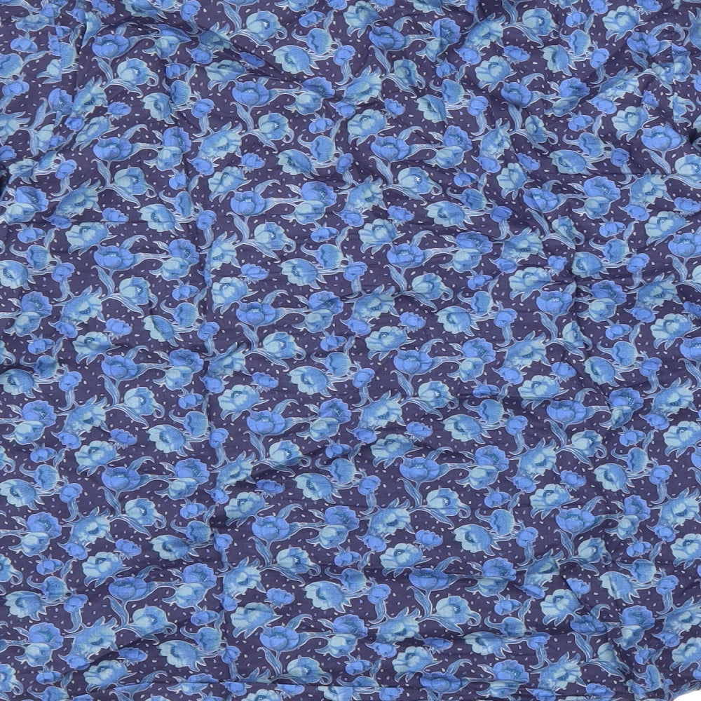 Double TWO Womens Blue Floral 100% Cotton Basic Button-Up Size 10 Collared