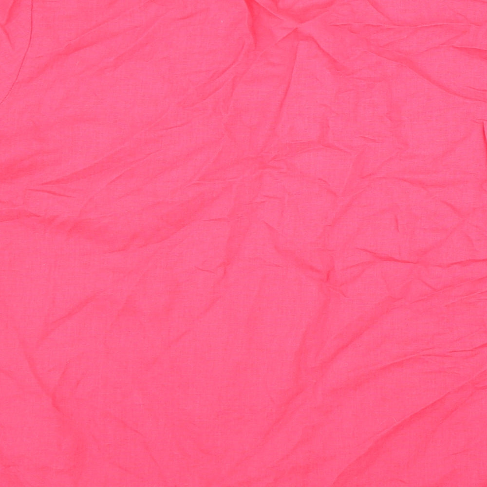BM Womens Pink Linen Basic Blouse Size 20 V-Neck