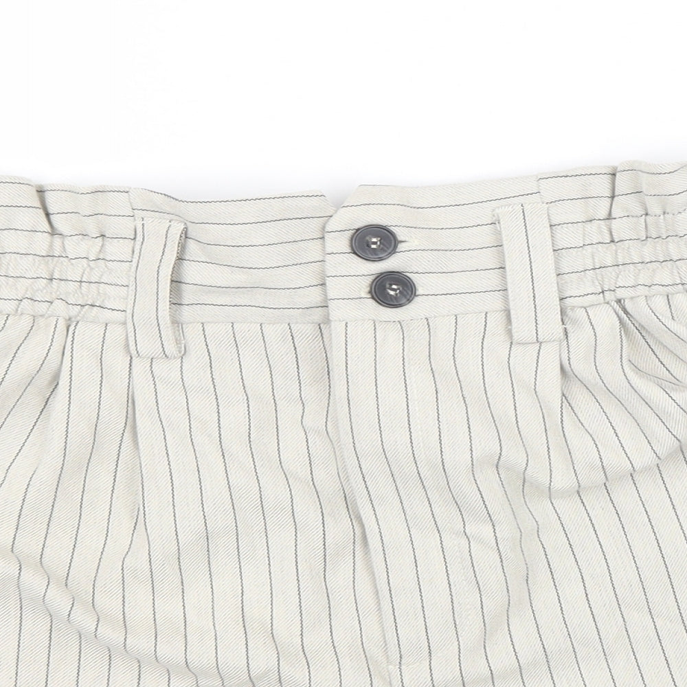 Urban Outfitters Womens Beige Striped Polyester Paperbag Shorts Size S L4 in Regular Zip