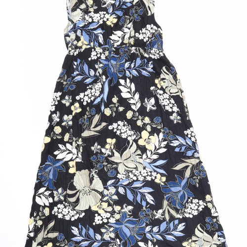 Croft & Barrow Womens Black Floral Viscose Fit & Flare Size M V-Neck Pullover