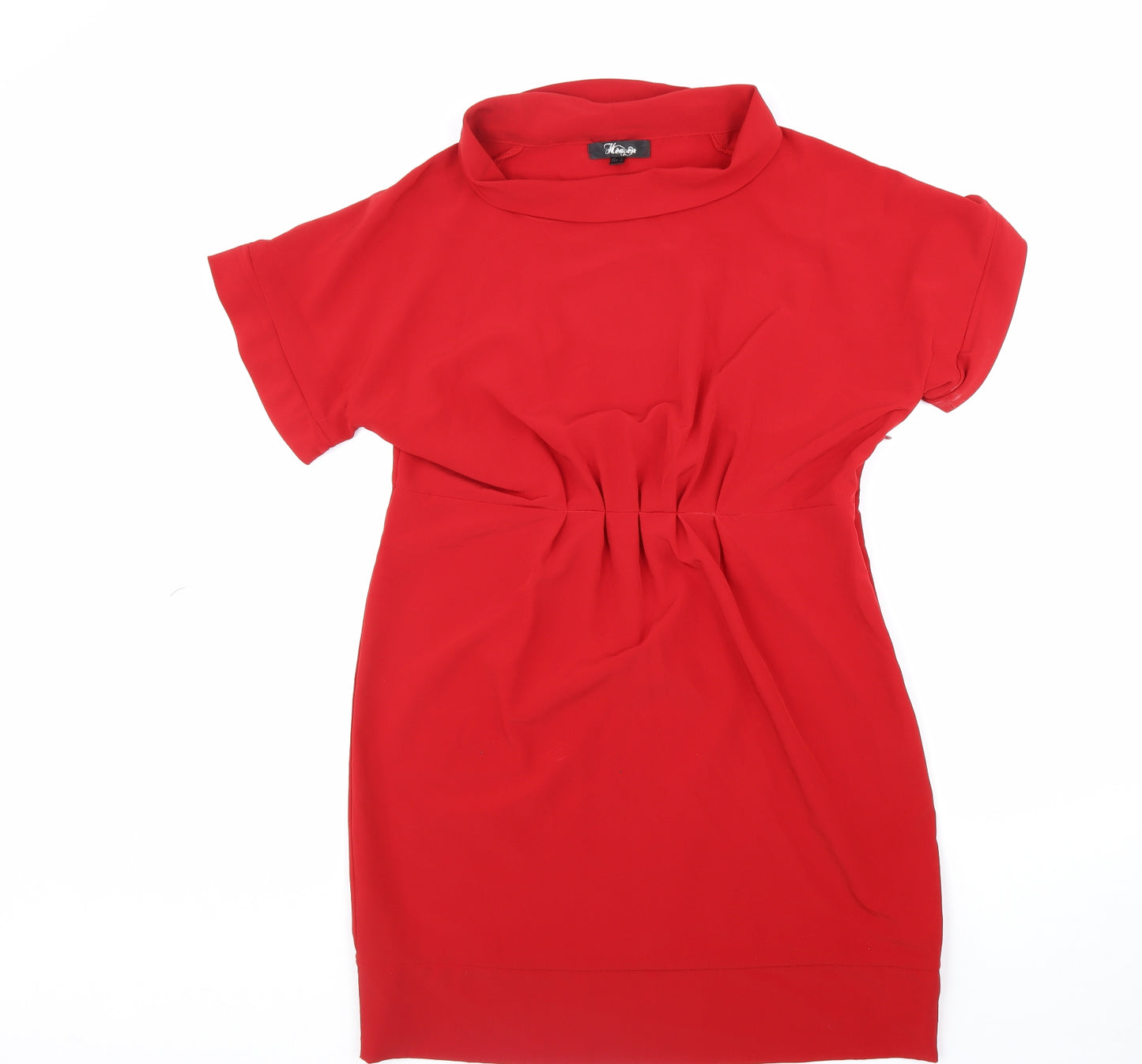 Heaven Womens Red Polyester A-Line Size 14 Cowl Neck Zip