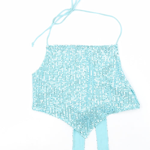 Motel Womens Blue Polyester Cropped Tank Size XS Halter