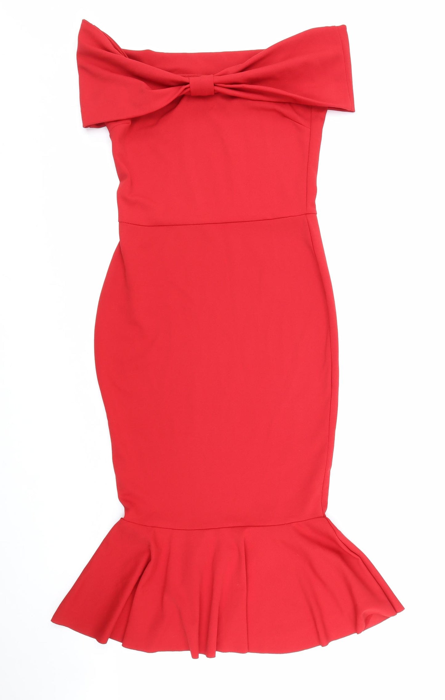 Quiz Womens Red Polyester Tank Dress Size 10 Off the Shoulder Pullover