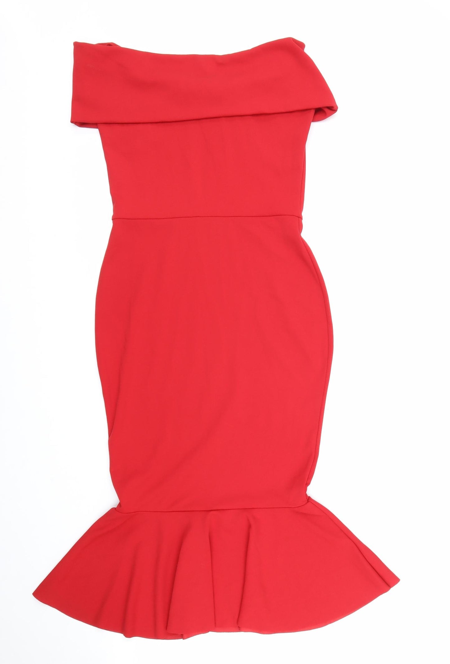 Quiz Womens Red Polyester Tank Dress Size 10 Off the Shoulder Pullover