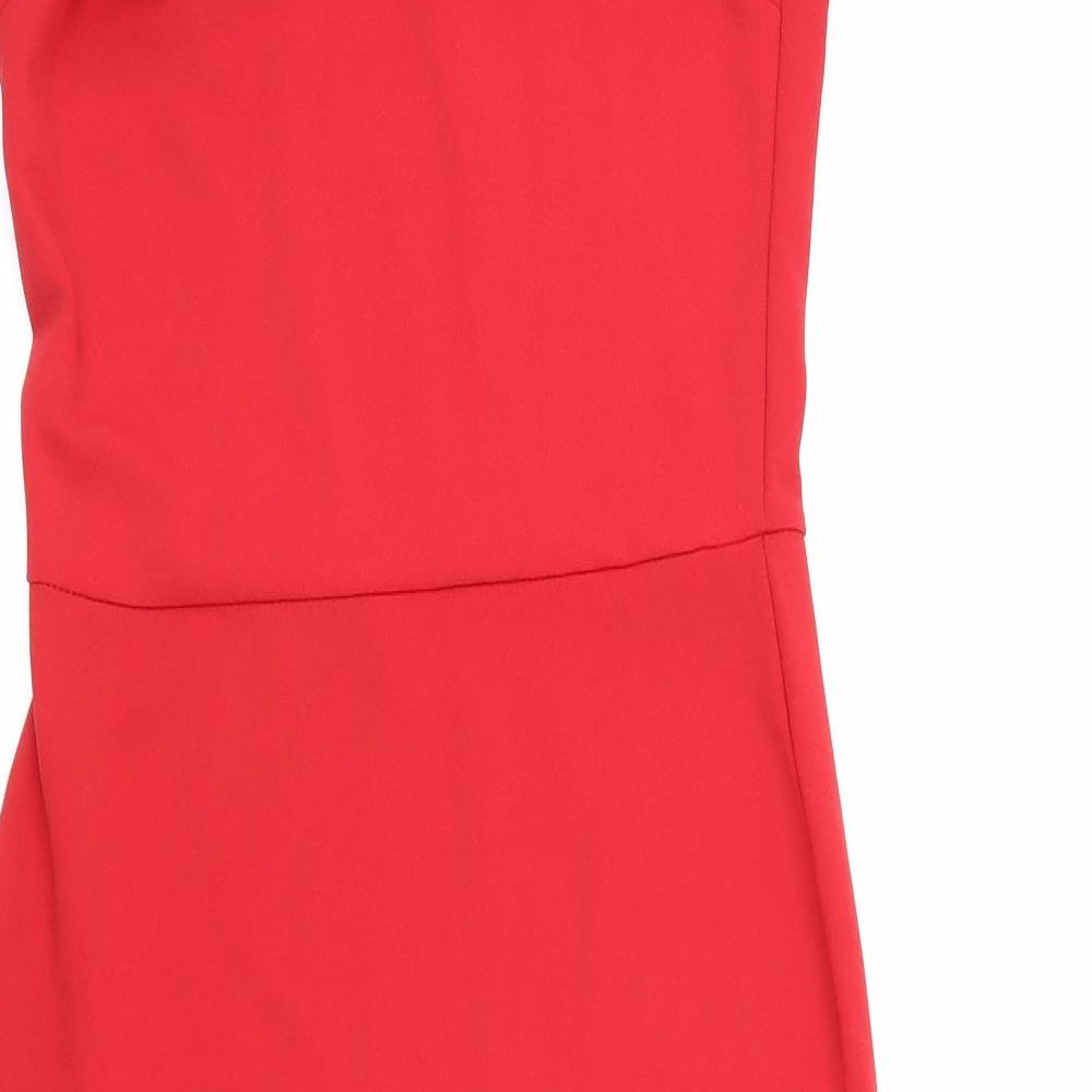 Quiz Womens Red Polyester Tank Dress Size 10 Off the Shoulder Pullover