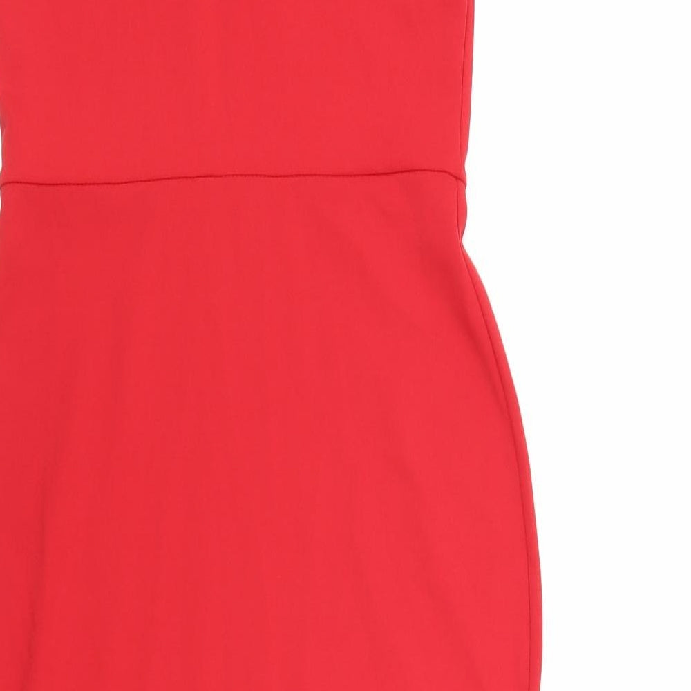 Quiz Womens Red Polyester Tank Dress Size 10 Off the Shoulder Pullover