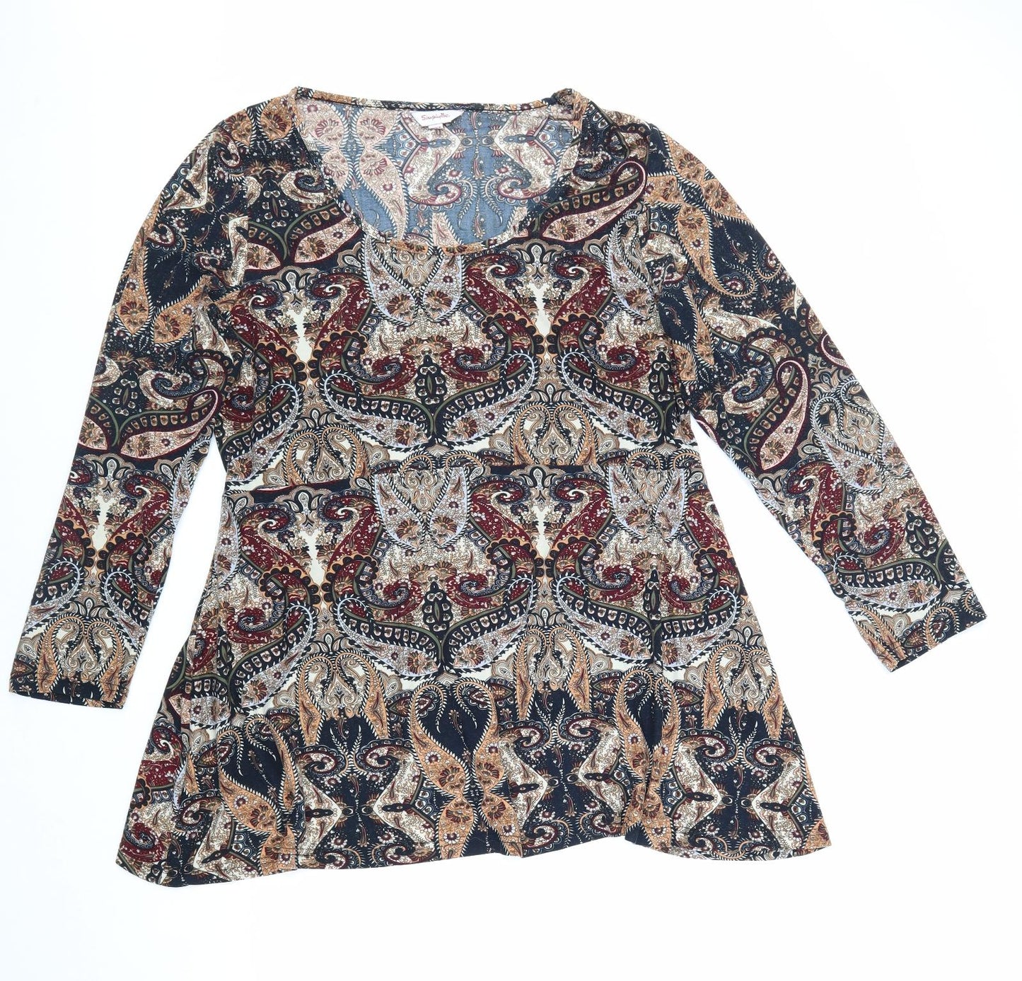 Simply Be Womens Multicoloured Paisley Viscose Basic Blouse Size 20 Scoop Neck
