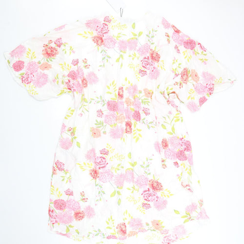 Yours Womens White Floral Viscose Kimono Blouse Size 22 V-Neck