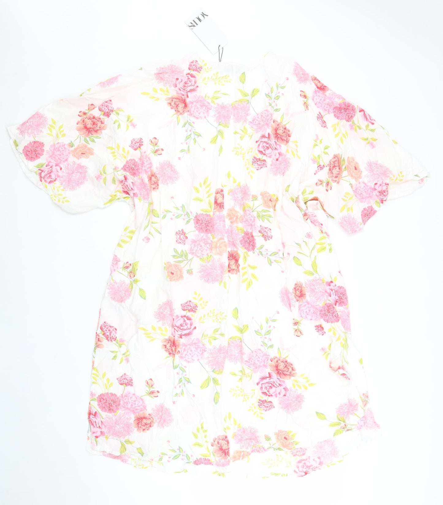 Yours Womens White Floral Viscose Kimono Blouse Size 22 V-Neck