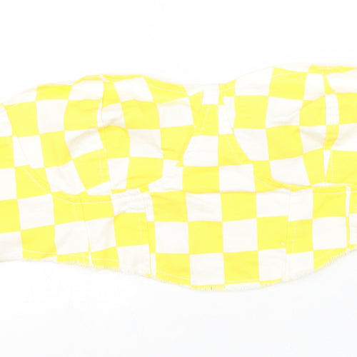 Boohoo Womens Yellow Check 100% Cotton Cropped Tank Size 14 Sweetheart