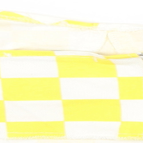 Boohoo Womens Yellow Check 100% Cotton Cropped Tank Size 14 Sweetheart