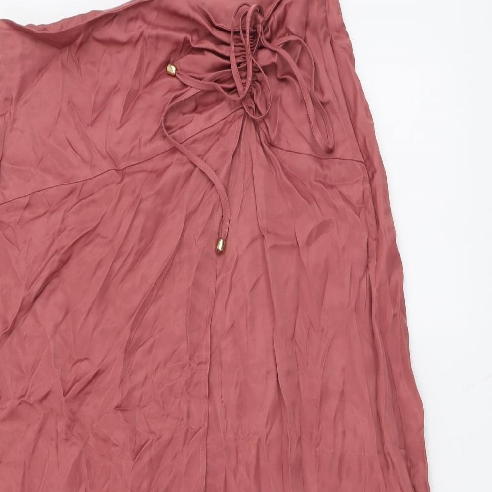 Zara Womens Pink Polyester Peasant Skirt Size M Zip