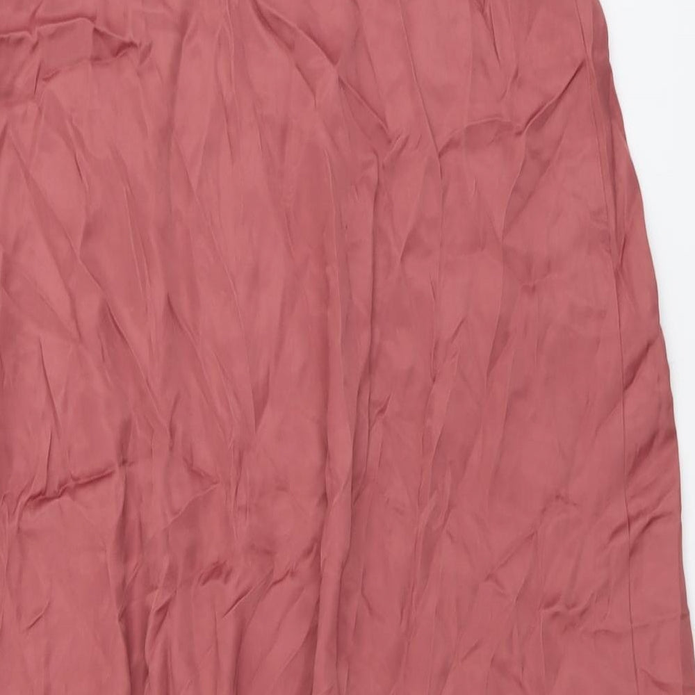 Zara Womens Pink Polyester Peasant Skirt Size M Zip