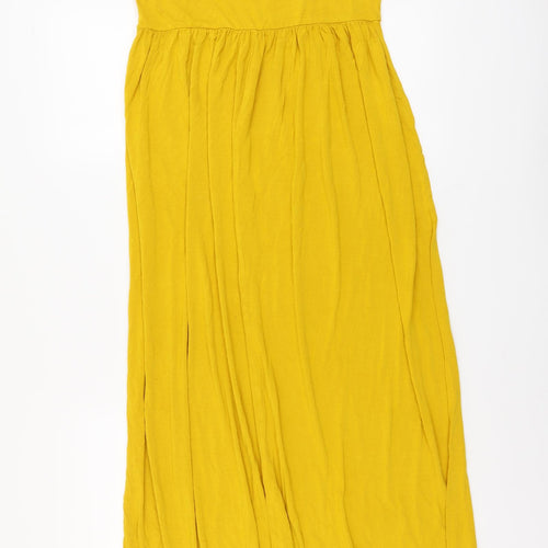 Boohoo Womens Yellow Viscose Maxi Size 16 Off the Shoulder Pullover