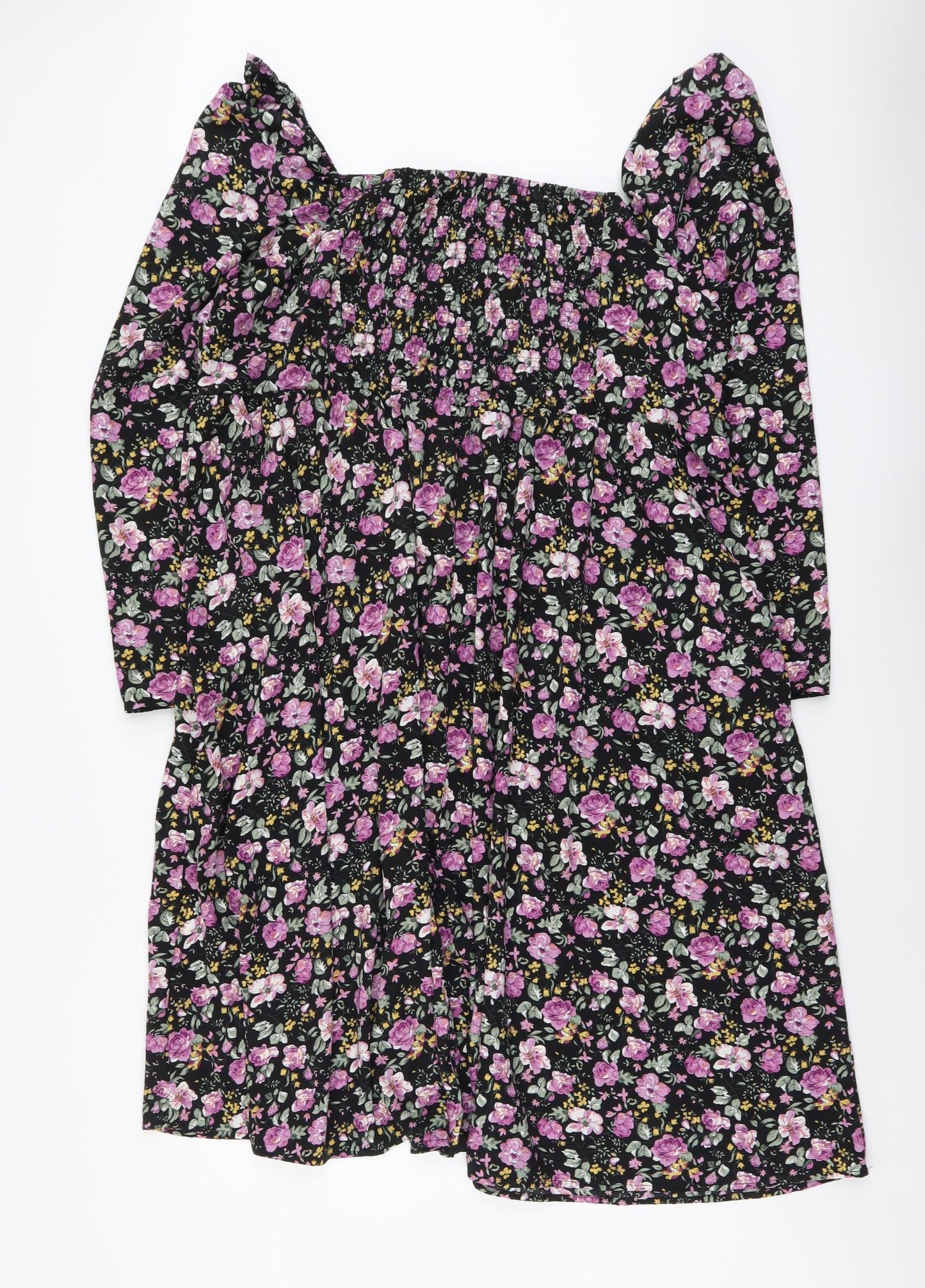 SheIn Womens Multicoloured Floral Polyester A-Line Size 3XL Square Neck Zip