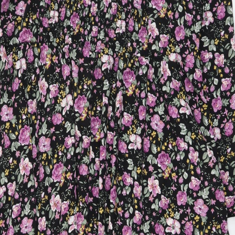 SheIn Womens Multicoloured Floral Polyester A-Line Size 3XL Square Neck Zip
