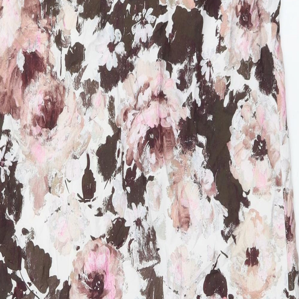 Hobbs Womens Pink Floral Viscose Shift Size 10 Round Neck Button