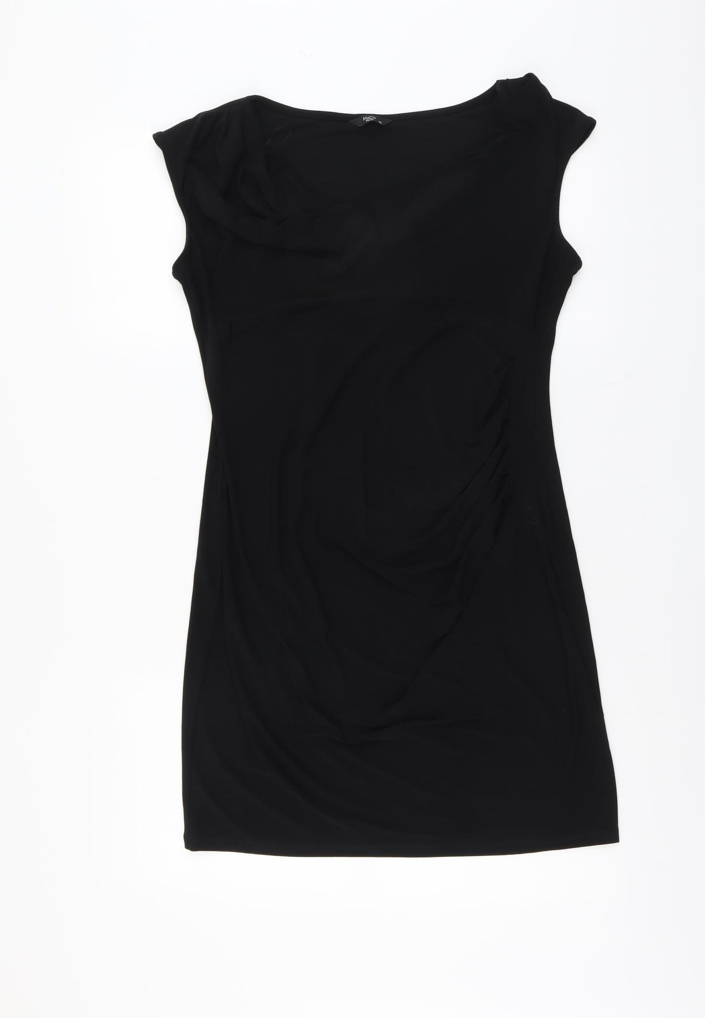 M&Co Womens Black Polyester T-Shirt Dress Size 14 Boat Neck Pullover
