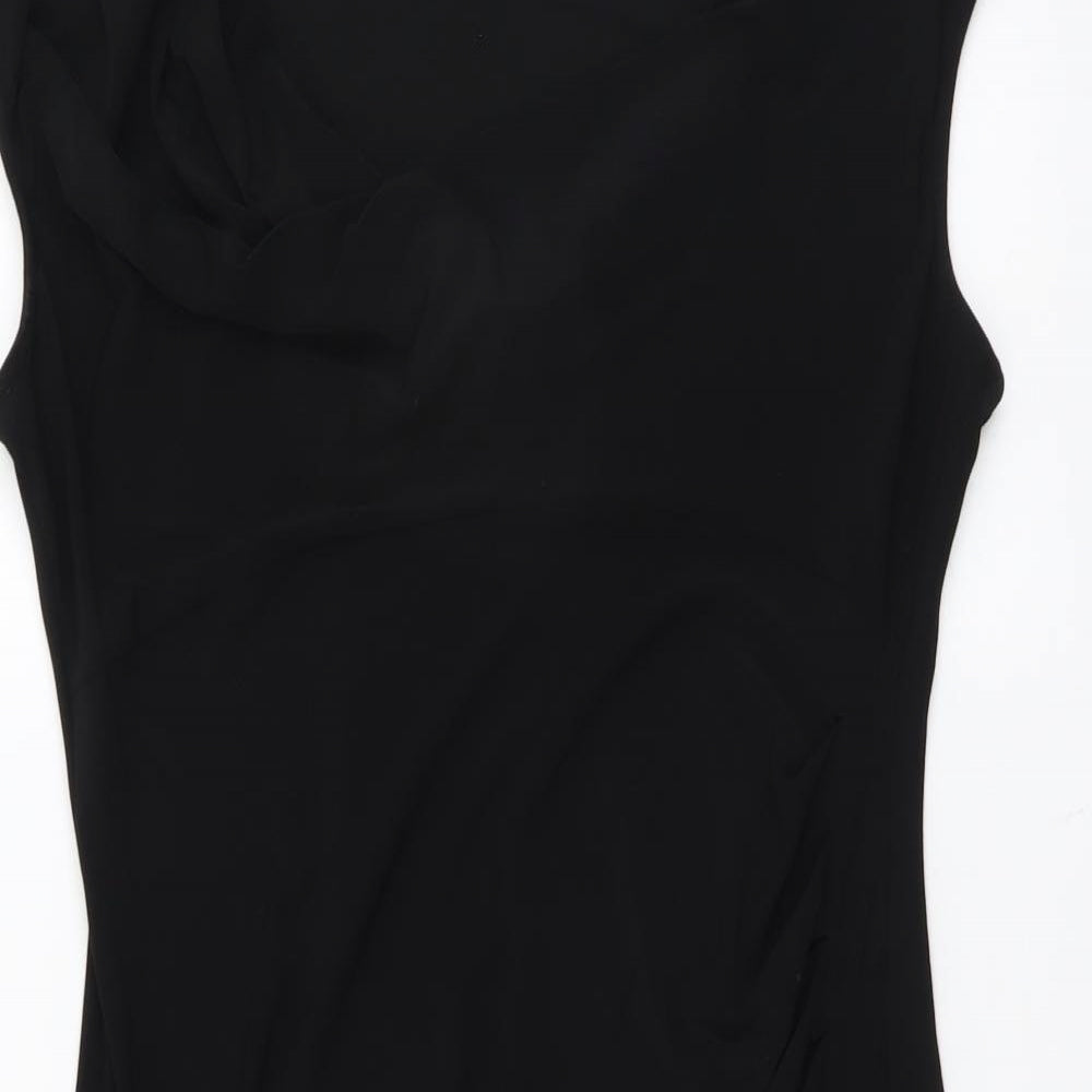 M&Co Womens Black Polyester T-Shirt Dress Size 14 Boat Neck Pullover