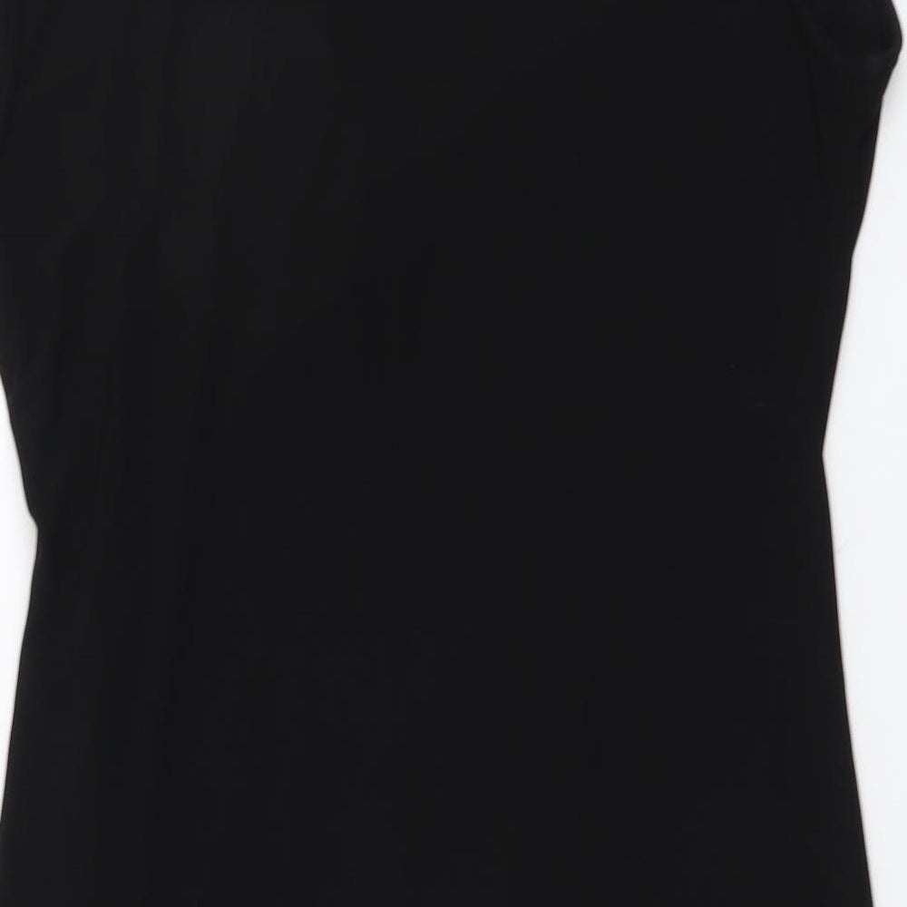 M&Co Womens Black Polyester T-Shirt Dress Size 14 Boat Neck Pullover