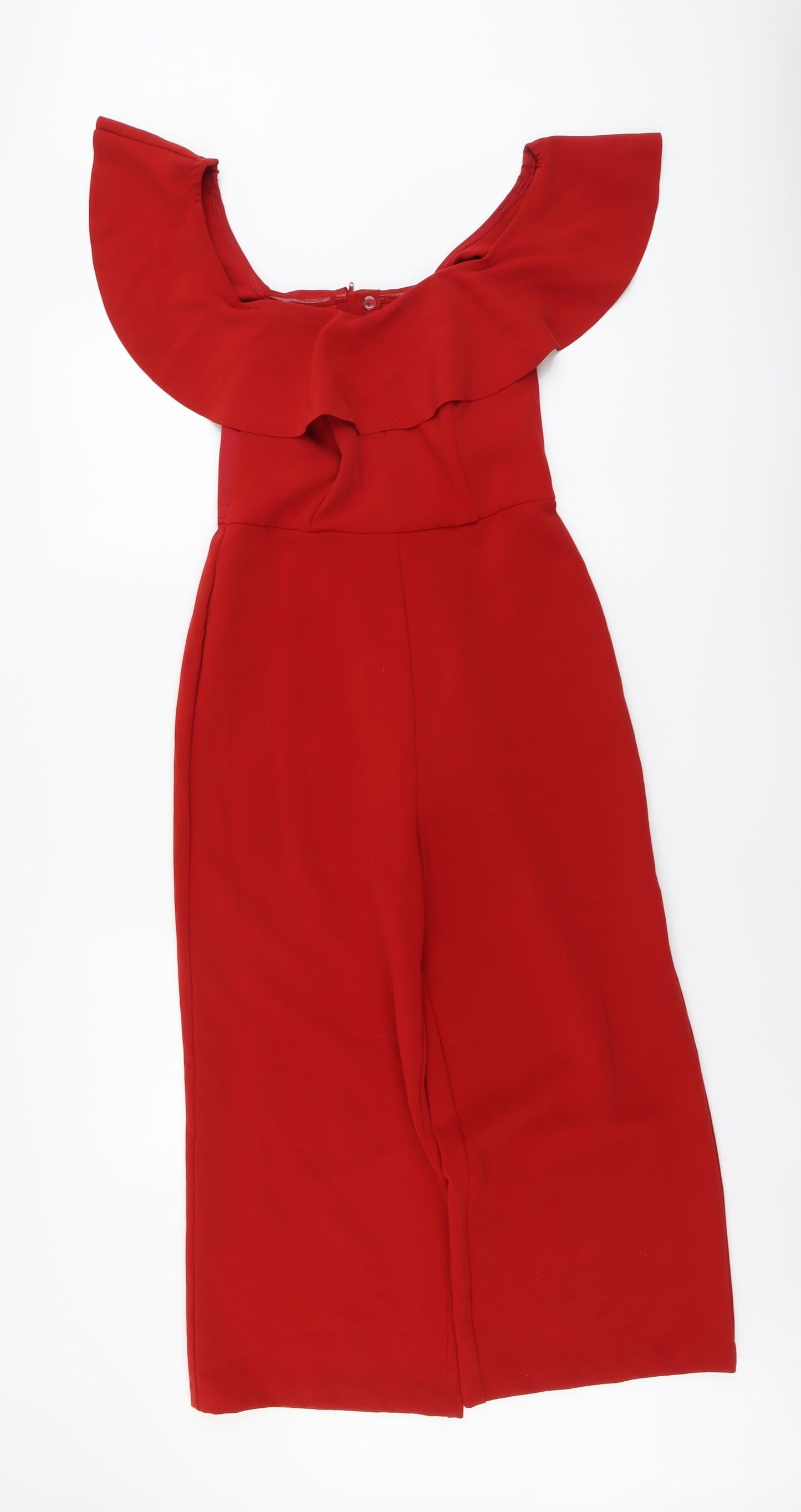 H&M Womens Red Polyester Jumpsuit One-Piece Size M Zip