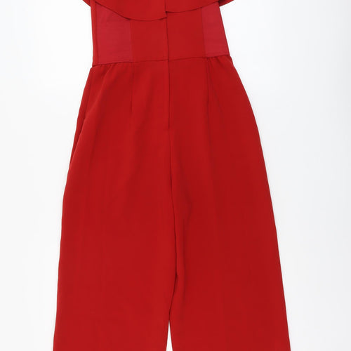 H&M Womens Red Polyester Jumpsuit One-Piece Size M Zip