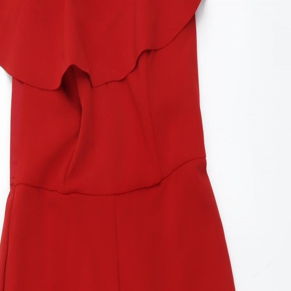 H&M Womens Red Polyester Jumpsuit One-Piece Size M Zip
