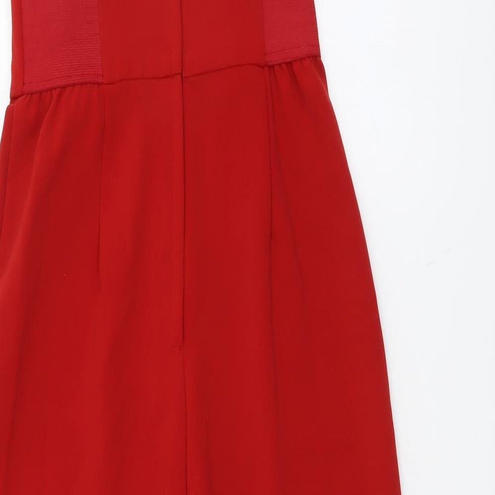 H&M Womens Red Polyester Jumpsuit One-Piece Size M Zip