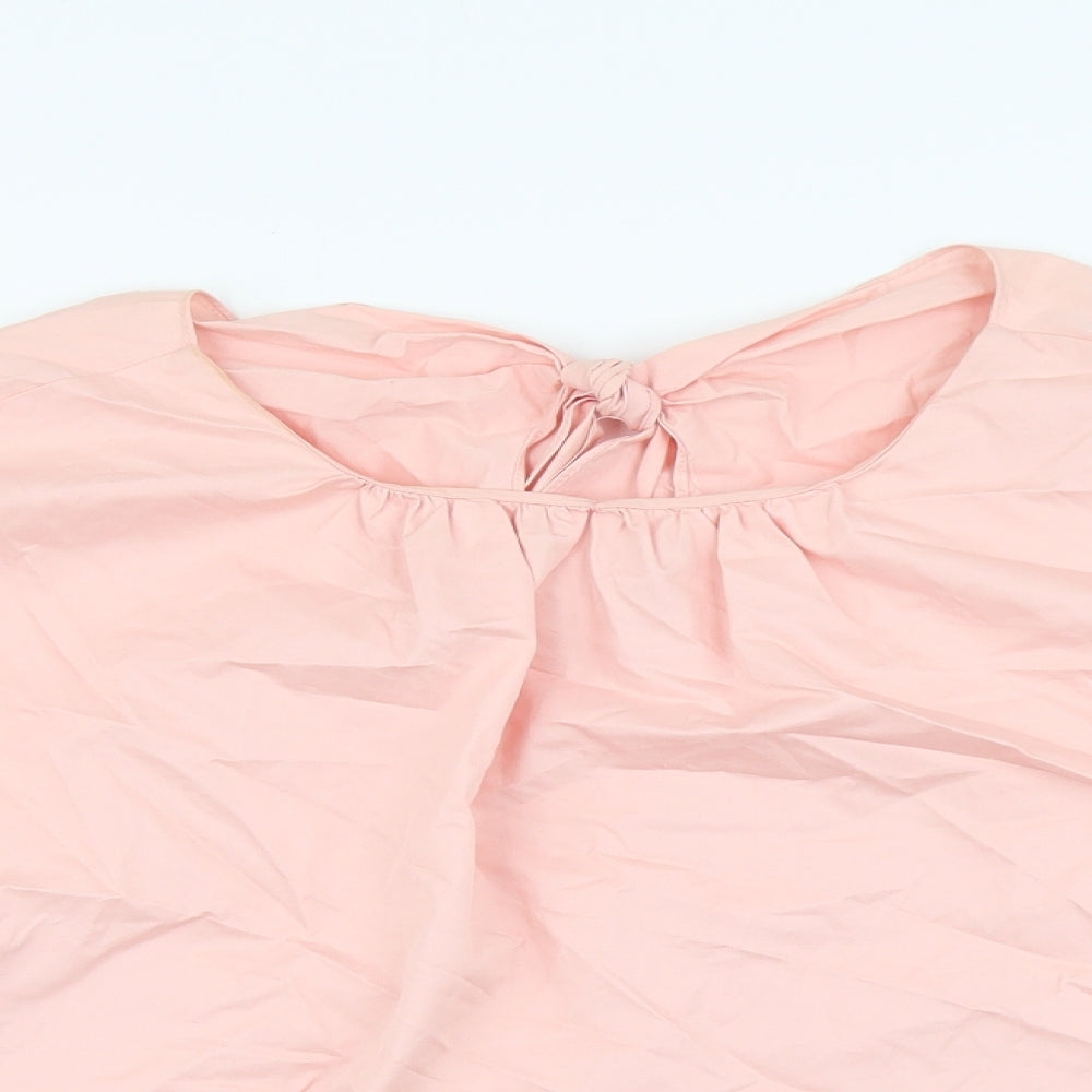 Zara Womens Pink Cotton Basic Blouse Size L Round Neck