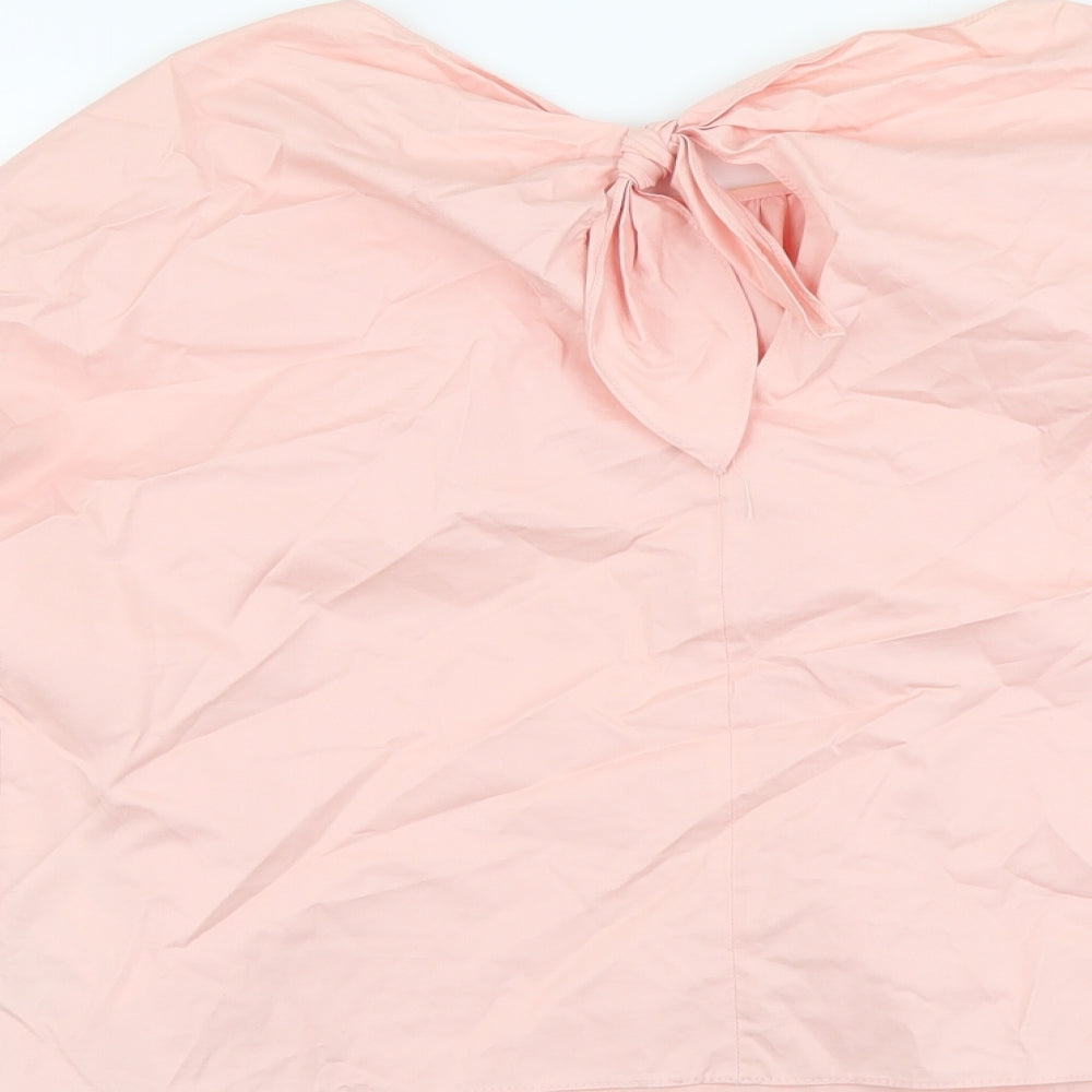 Zara Womens Pink Cotton Basic Blouse Size L Round Neck