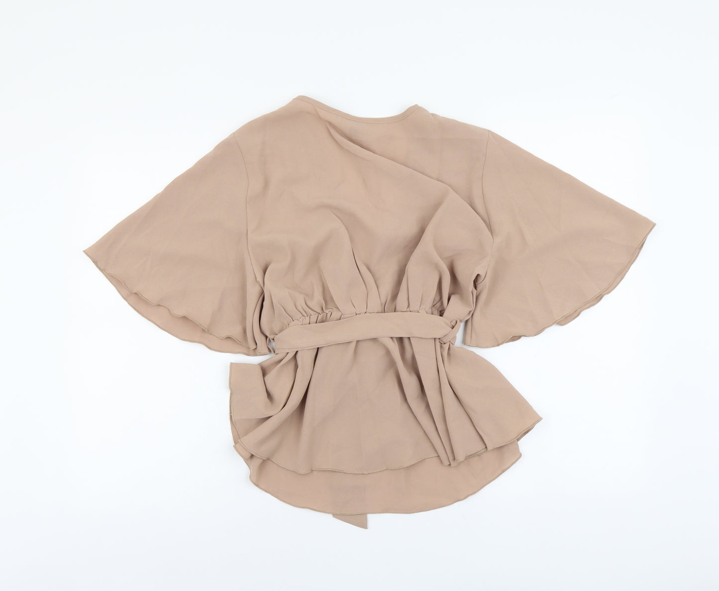 SheIn Womens Beige Polyester Wrap Blouse Size L V-Neck