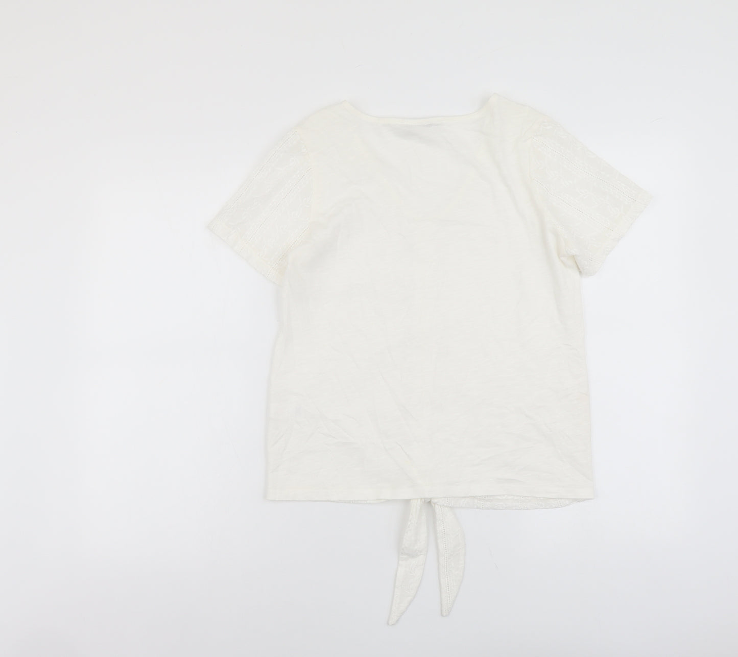 George Womens Ivory Cotton Basic Button-Up Size 8 Scoop Neck