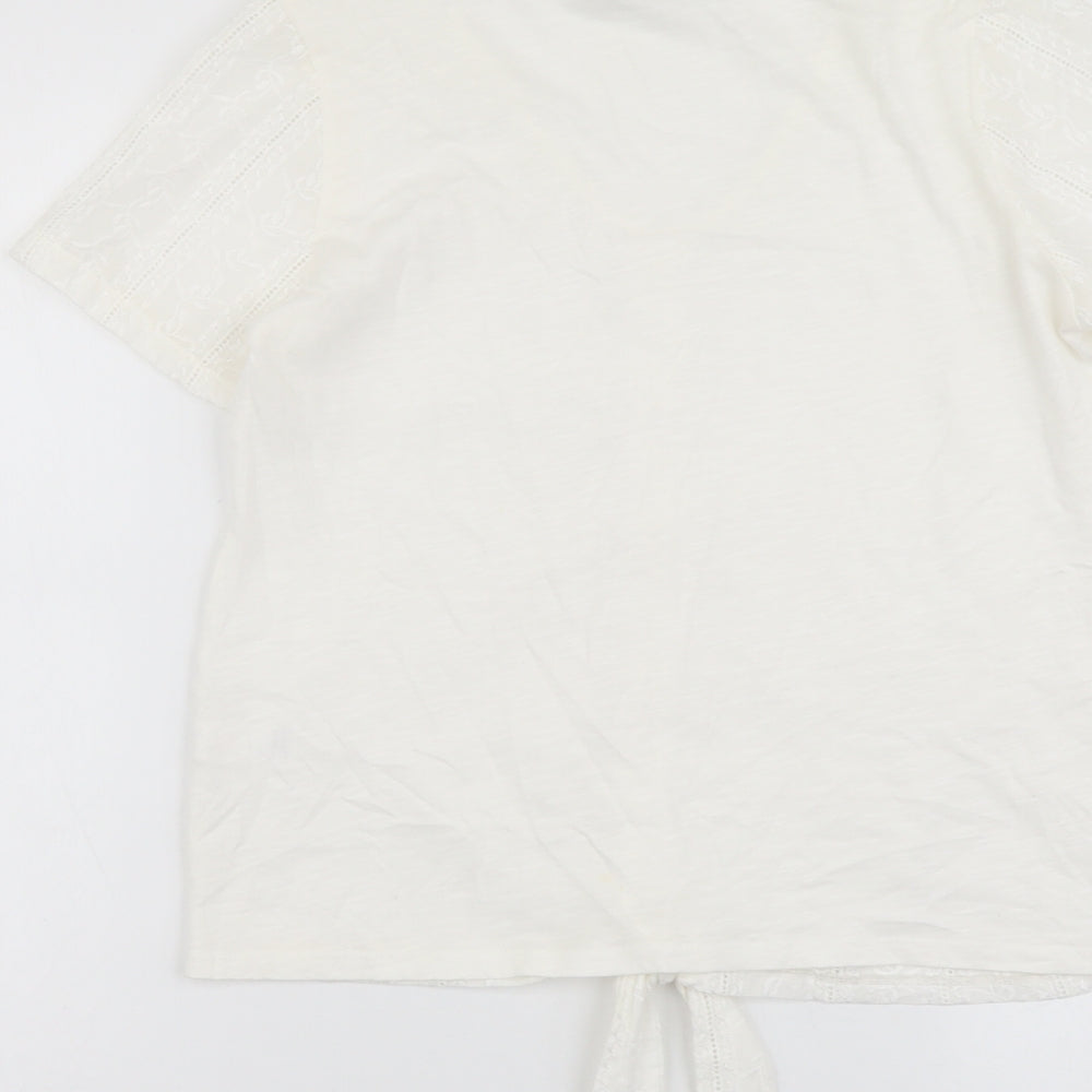 George Womens Ivory Cotton Basic Button-Up Size 8 Scoop Neck