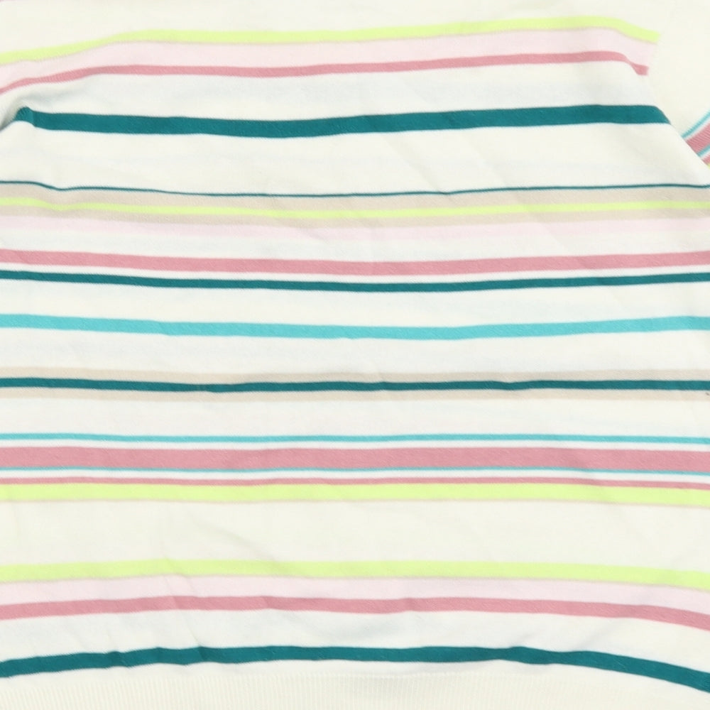 Marks and Spencer Womens Multicoloured Round Neck Striped Cotton Pullover Jumper Size 16