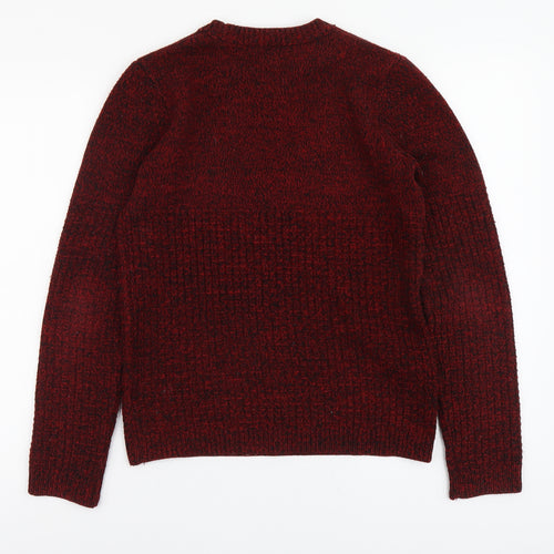 Topman Mens Red Round Neck Acrylic Pullover Jumper Size XS Long Sleeve